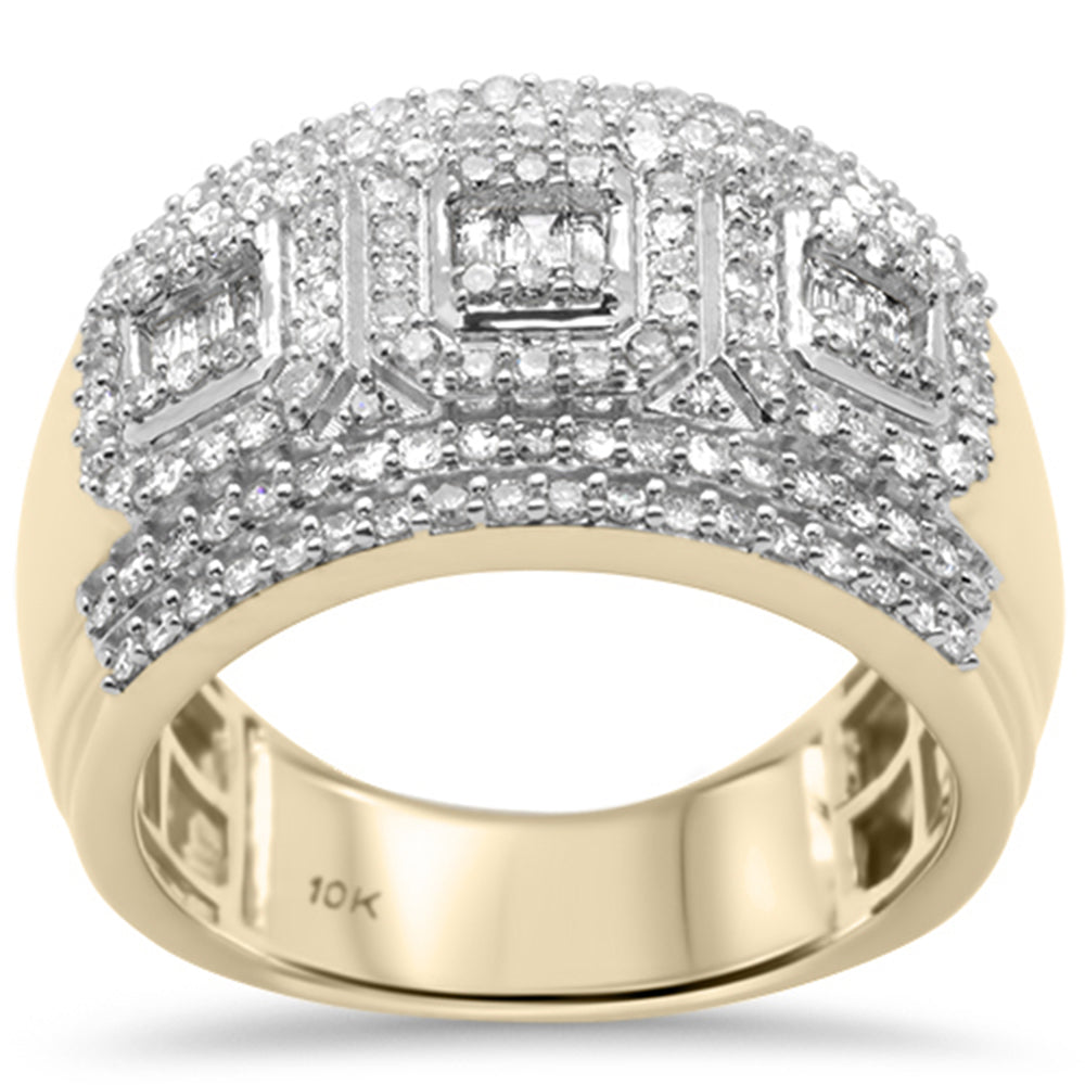 ''SPECIAL!1.39ct G SI 10KT Yellow Gold Baguette & Round Diamond Men's RING Size 10''