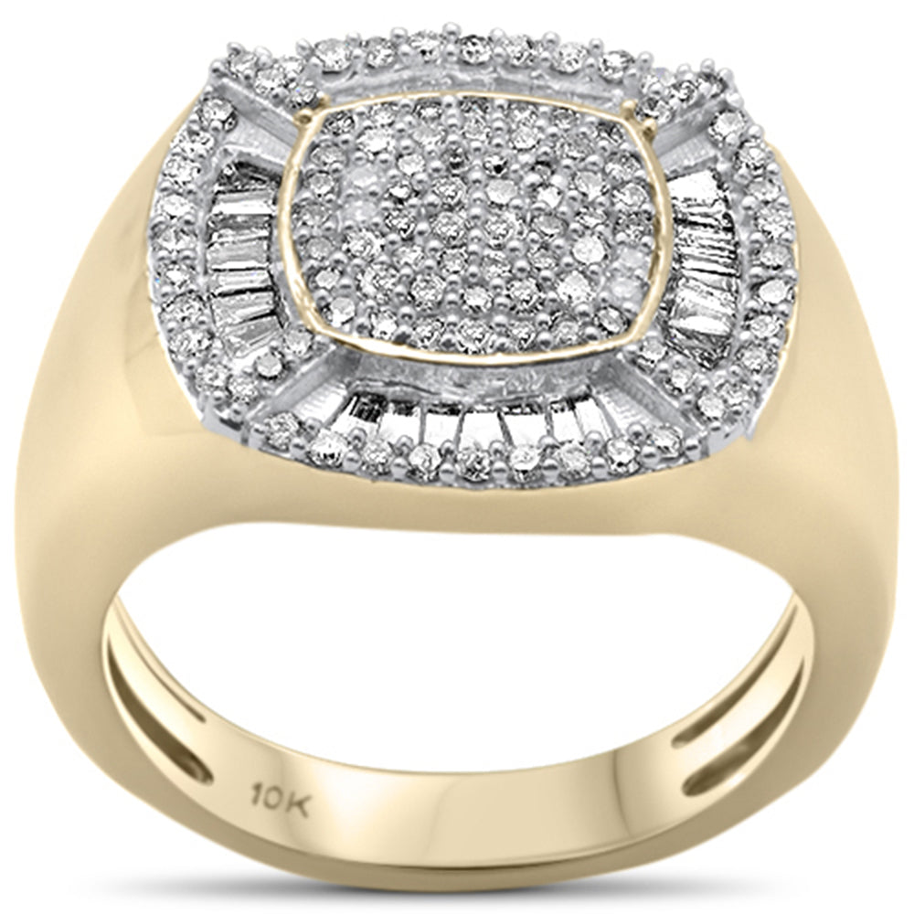 ''SPECIAL! 1.03ct G SI 10KT Yellow Gold Baguette & Round Diamond Men's RING Size 10''