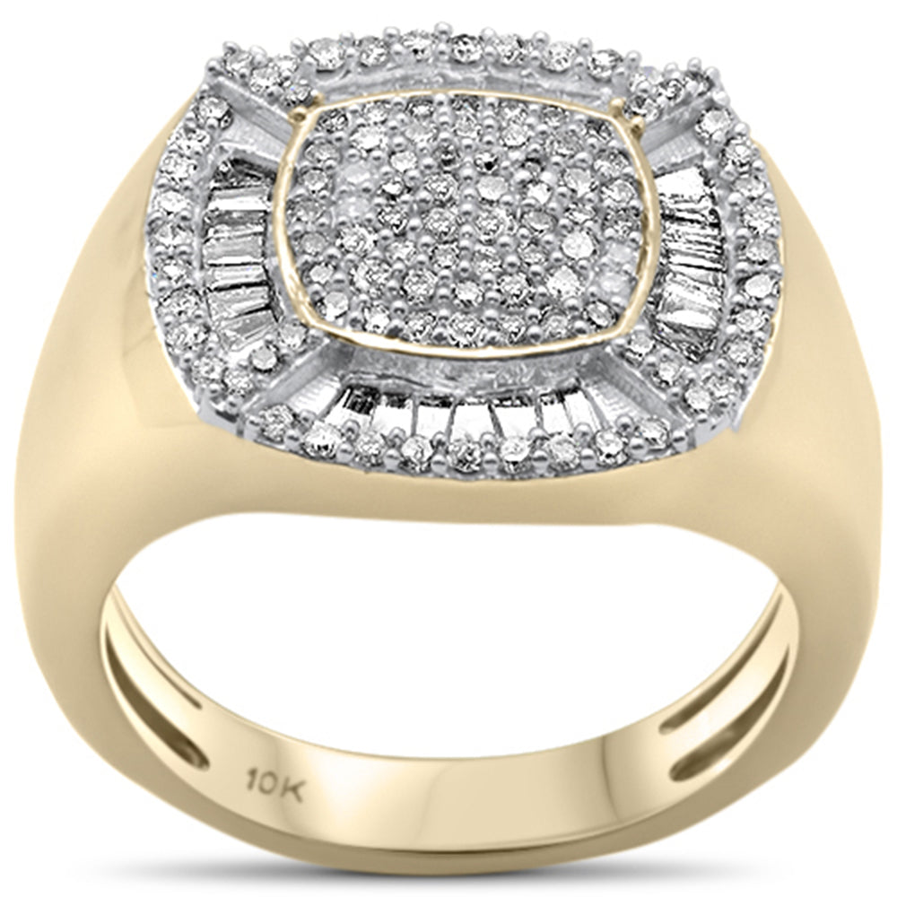 ''SPECIAL! 1.03ct G SI 10KT Yellow Gold Baguette & Round DIAMOND Men's Ring Size 10''