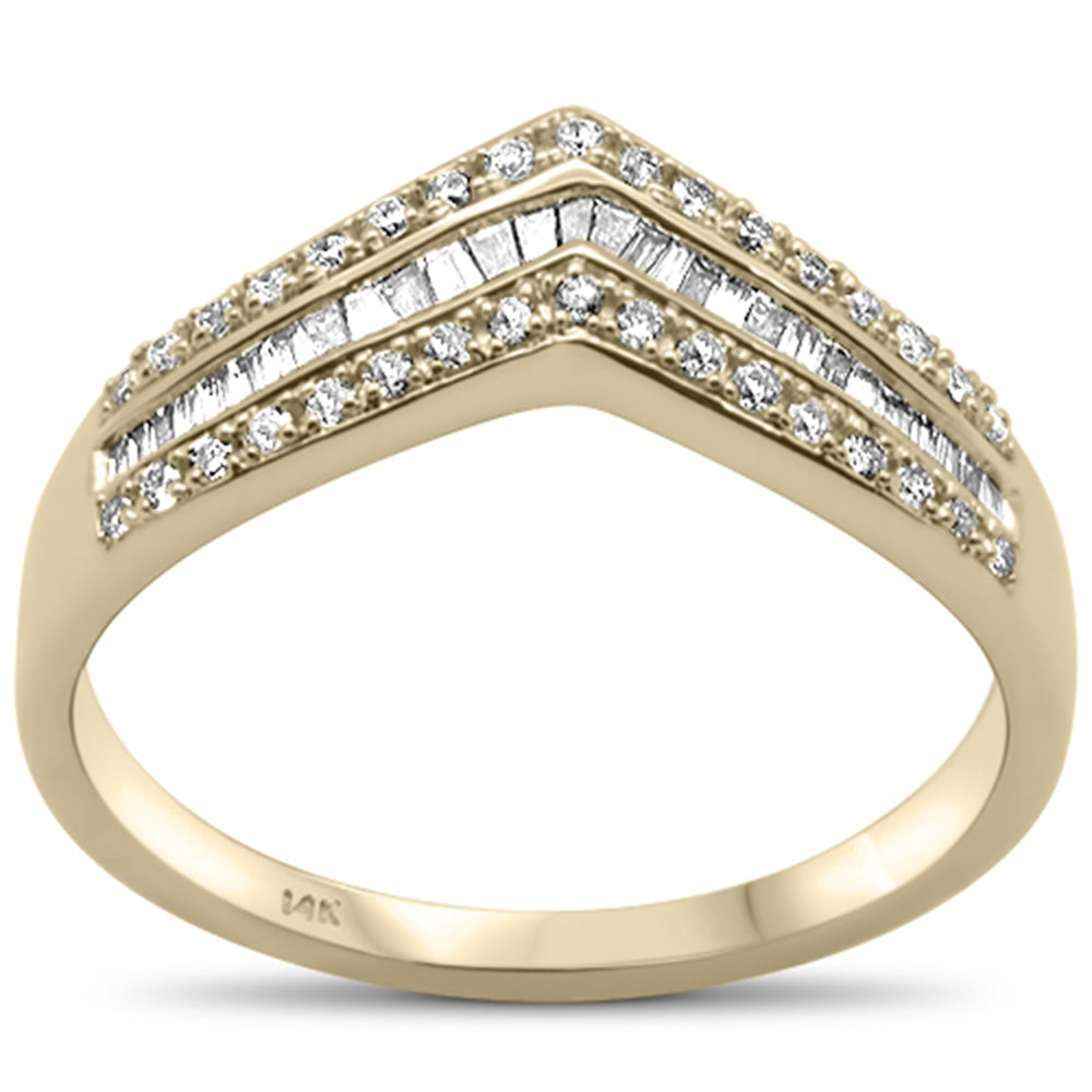 .25ct G SI 14KT Yellow GOLD Diamond Chevron Shape Band Ring Size 6.5