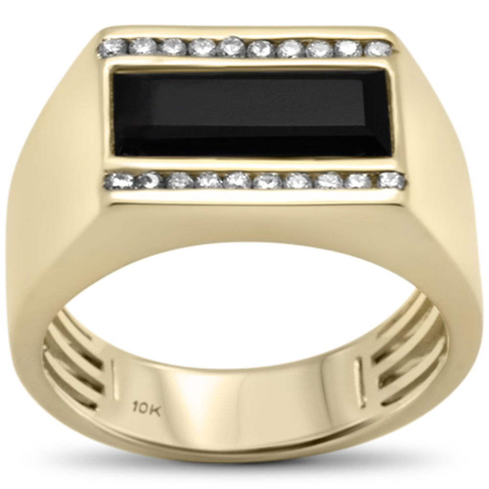 ''SPECIAL! 2.51ct G SI 10K Yellow GOLD Diamond Black Onyx Men's Ring Size 10''