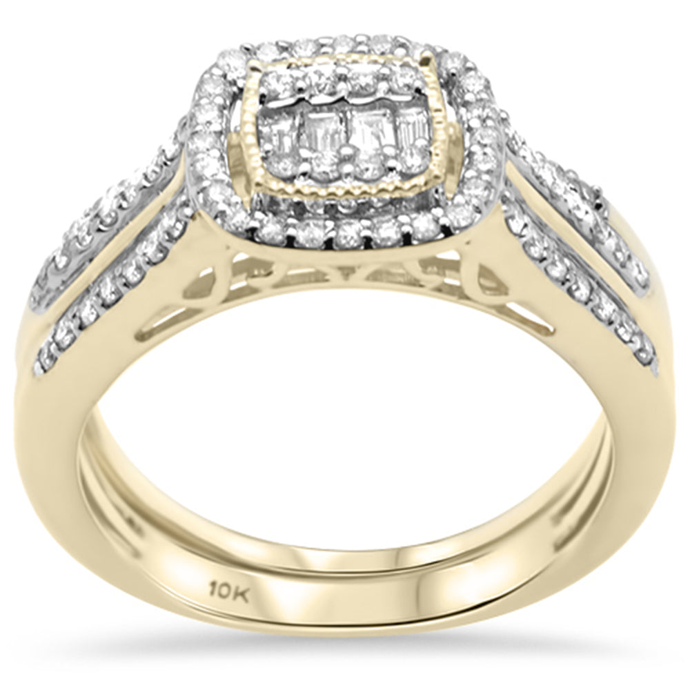''SPECIAL! .77ct G SI 10K Yellow Gold DIAMOND Engagement Ring Bridal Set Size 6.5''