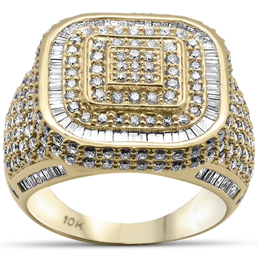 ''SPECIAL! 3.10ct G SI 10K Yellow Gold Baguette & Round Diamond  Men's RING Size 10''