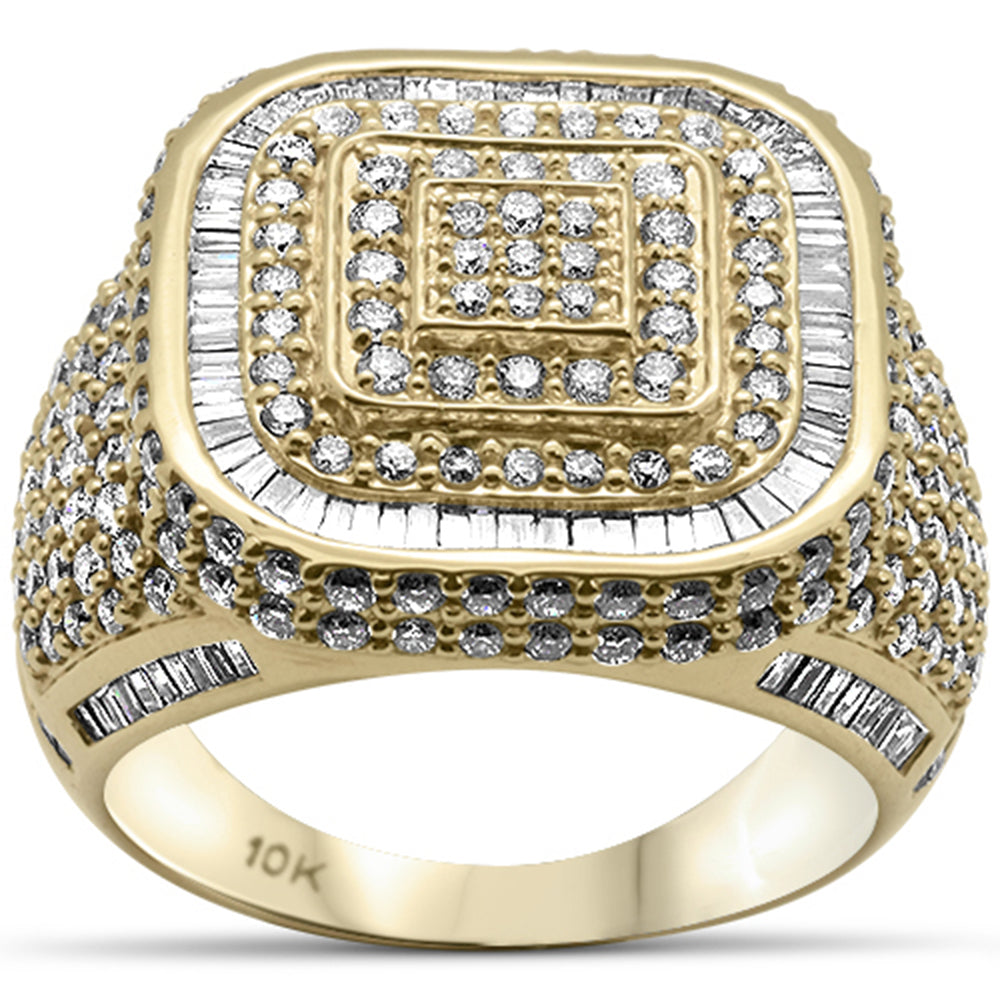 ''SPECIAL! 3.10ct G SI 10K Yellow Gold Baguette & Round DIAMOND  Men's Ring Size 10''