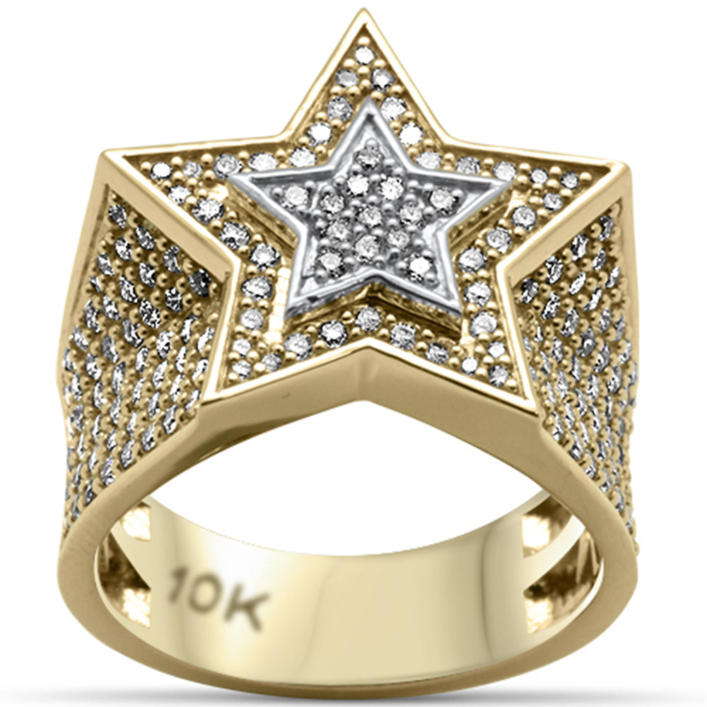 ''SPECIAL!1.67ct G SI 10K Yellow Gold DIAMOND Star Men's Ring Size 10''