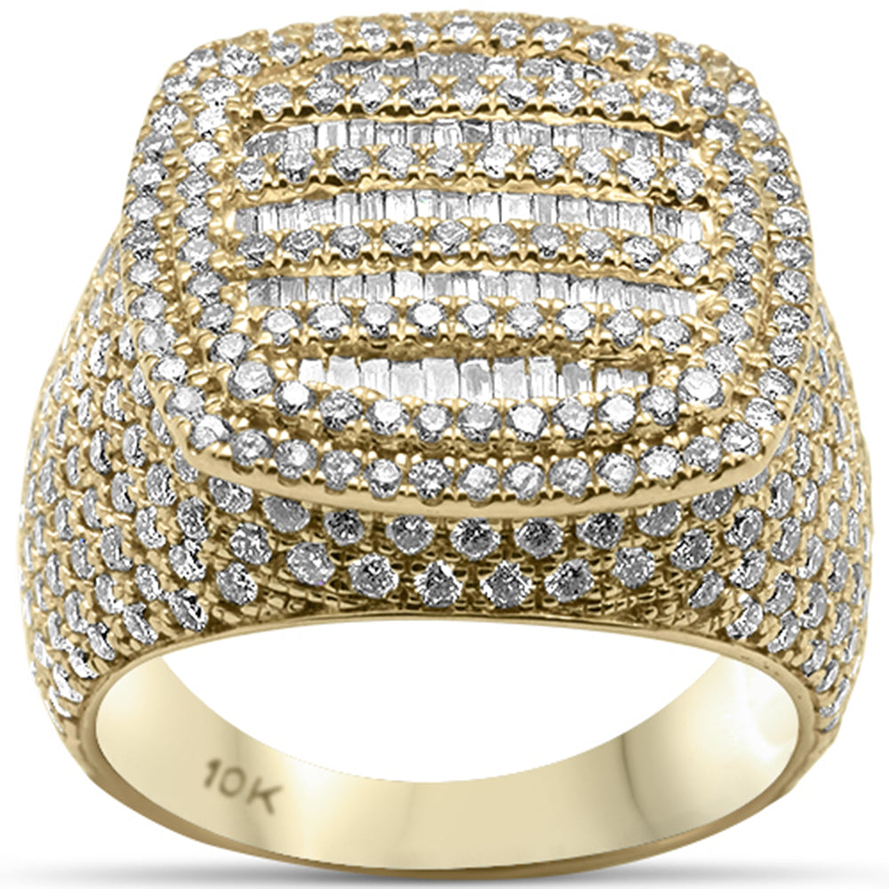 ''SPECIAL! 4.56ct G SI 10K Yellow GOLD Baguette & Round Diamond  Men's Ring Size 10''