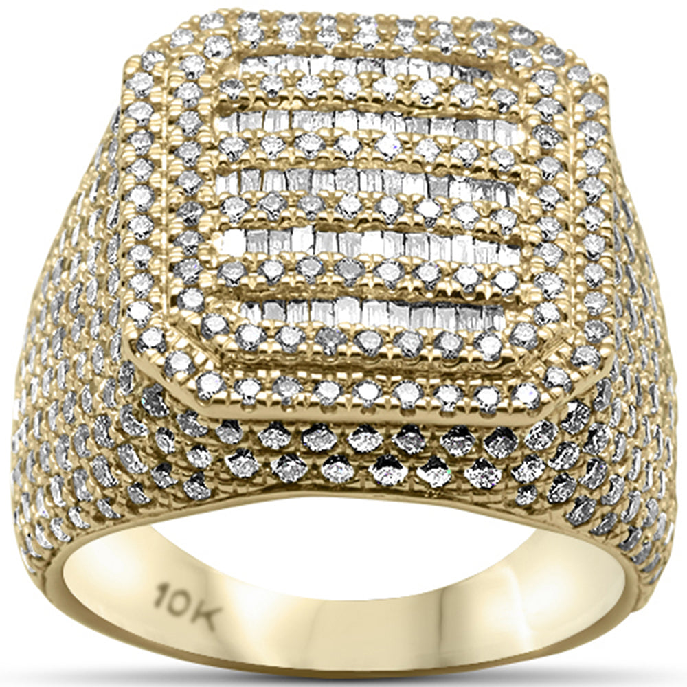 ''SPECIAL! 4.76ct G SI 10K Yellow GOLD Baguette & Round Diamond Men's Ring Size 10''