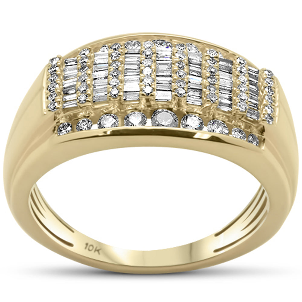 ''SPECIAL! .94ct G SI 10K Yellow Gold Baguette & Round DIAMOND Men's Ring Size 10''