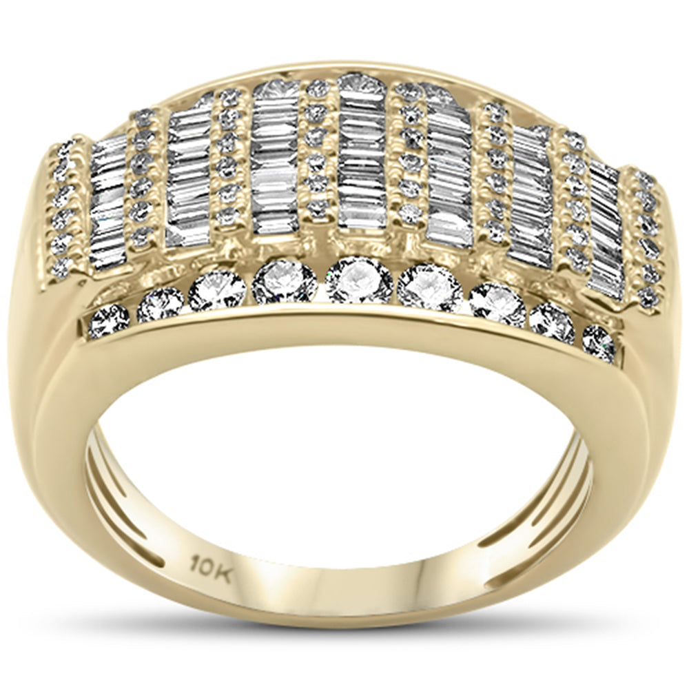 ''SPECIAL! 2.01ct G SI 10K Yellow GOLD Baguette & Round Diamond Men's Ring Size 10''