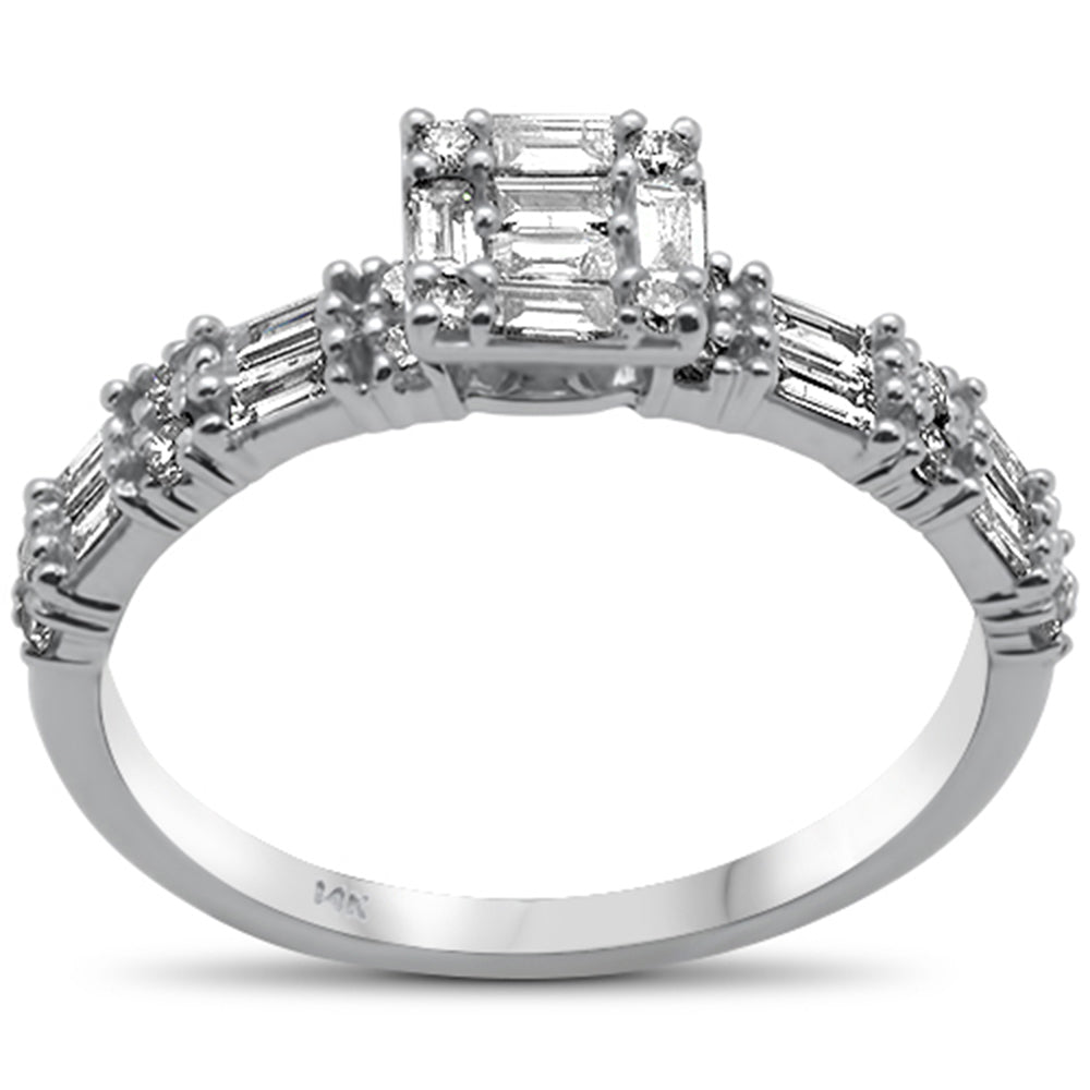 ''SPECIAL! .61ct G SI 14K White Gold Baguette & Round Diamond RING Size 6.5''