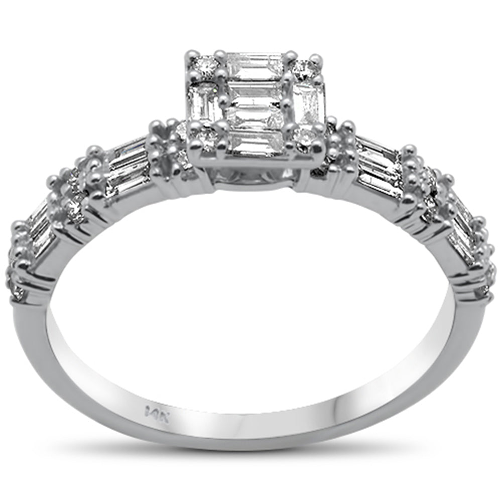 ''SPECIAL! .61ct G SI 14K White GOLD Baguette & Round Diamond Ring Size 6.5''