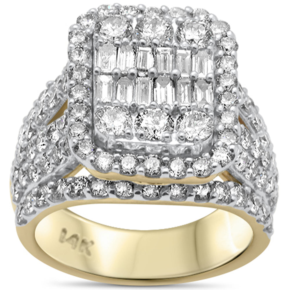 ''SPECIAL! 3.97ct G SI 14K Yellow Gold Baguette & Round Diamond RING Size 7''