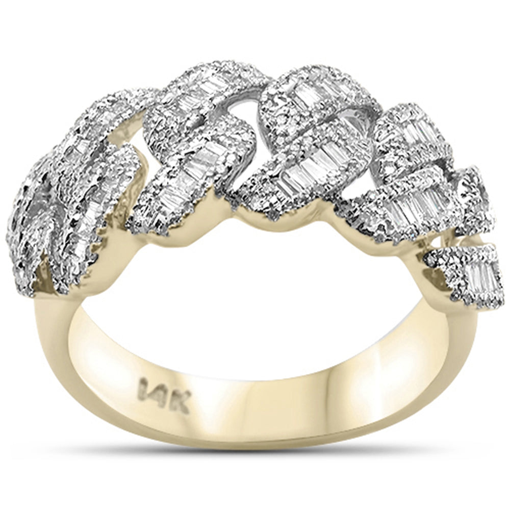 ''SPECIAL! .92ct G SI 14K Yellow GOLD Baguette & Round Diamond Cuban Men's Ring Size 10''
