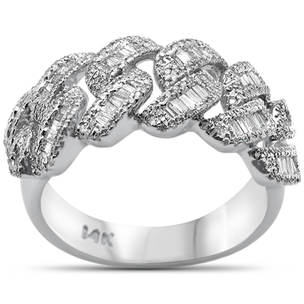 ''SPECIAL! .92ct G SI 14K White Gold Baguette & Round DIAMOND Cuban Men's Ring Size 10''