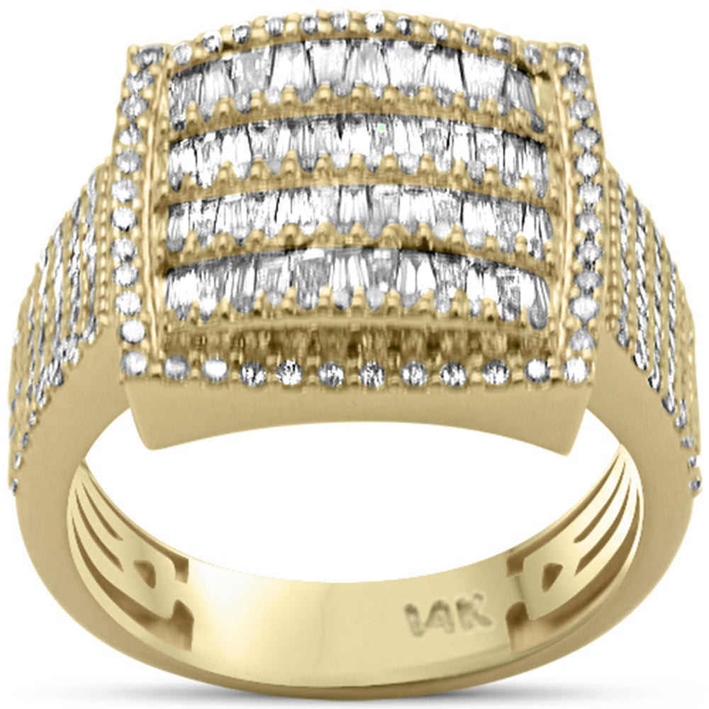 ''SPECIAL! 1.97ct G SI 14K Yellow Gold Baguette & Round Diamond Men's RING Size 10''