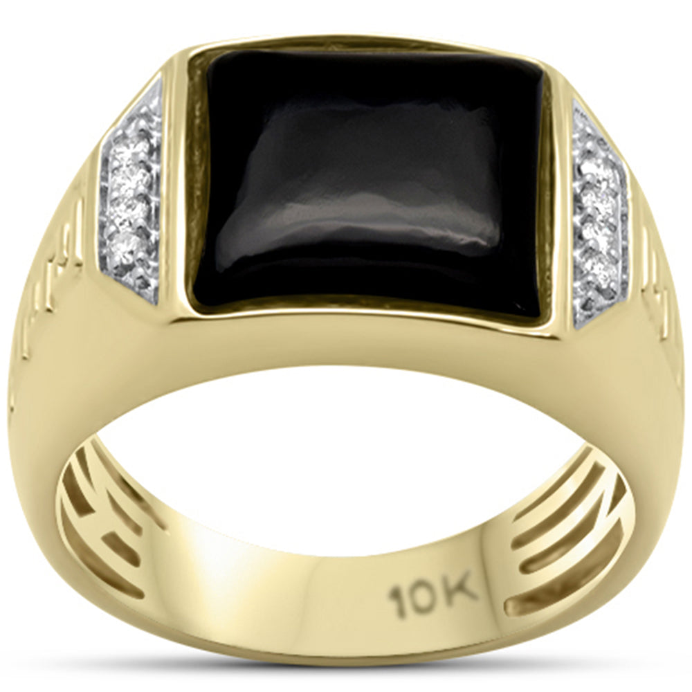 ''SPECIAL! 5.10ct G SI 10K Yellow Gold Diamond Black Onyx Men's RING Size 10''