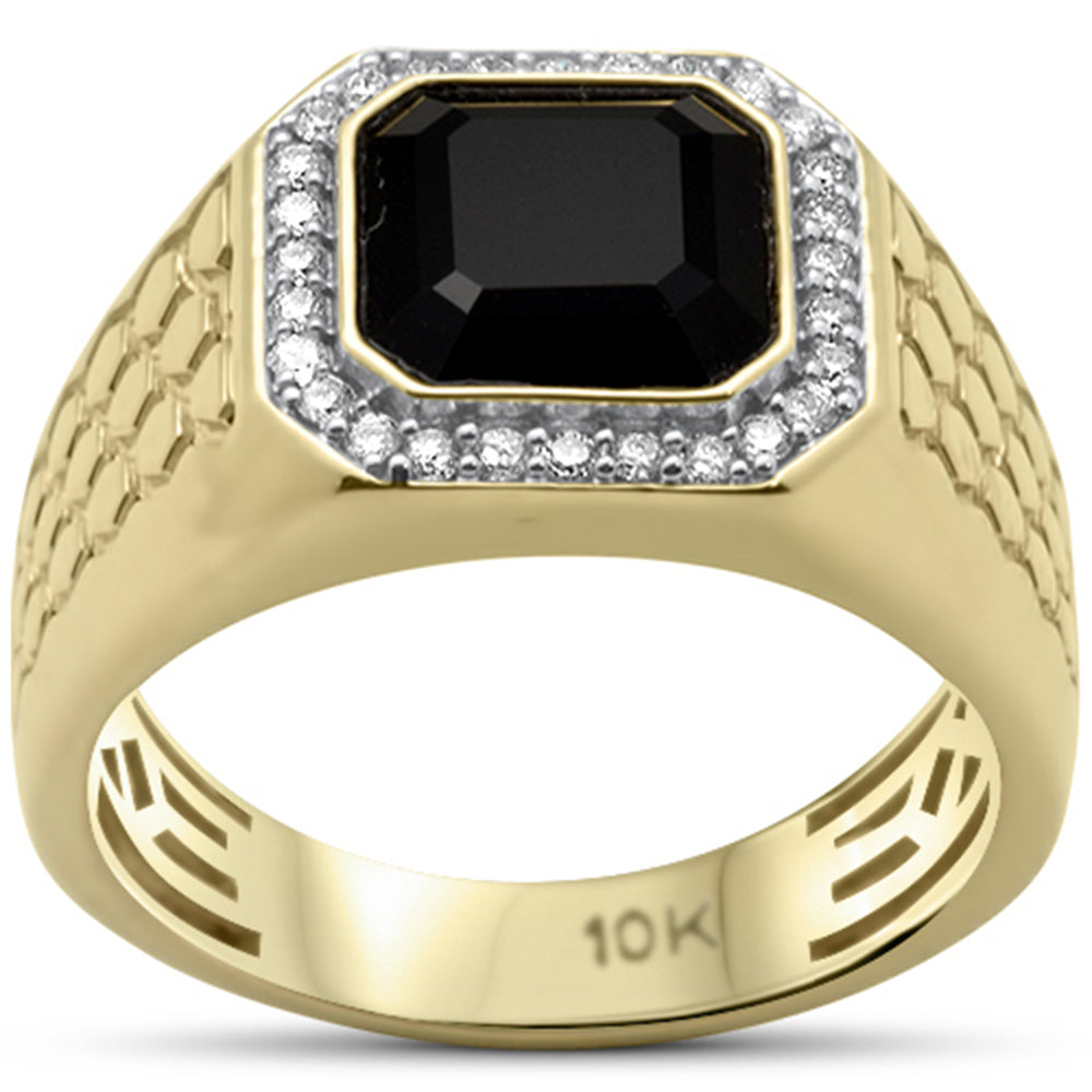 ''SPECIAL! 2.08ct G SI 10K Yellow Gold Diamond Black Onyx Men's RING Size 10''