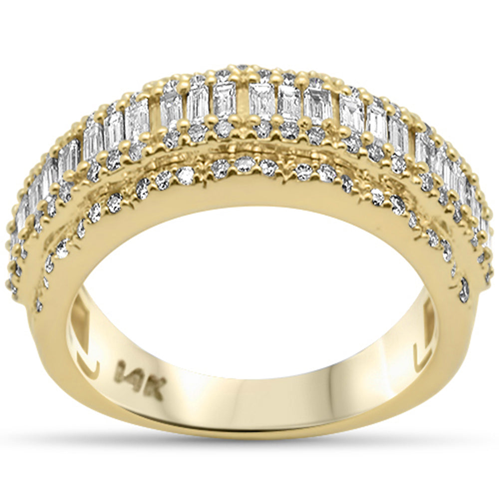 ''SPECIAL! 1.47ct G SI 14K Yellow GOLD Round & Baguette Diamond Men's Band Ring Size 10''