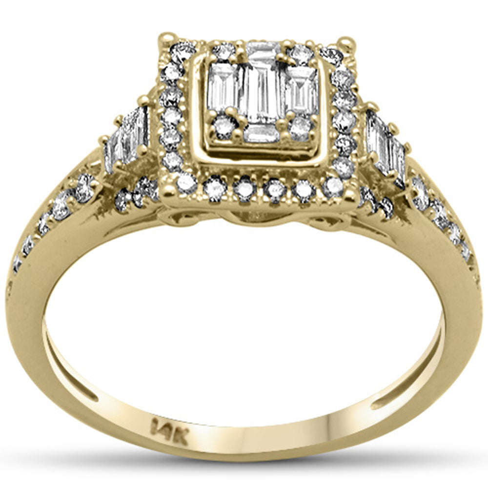 ''SPECIAL! .55ct G SI 14K Yellow Gold Round & Baguette DIAMOND Engagement Ring Size 6.5''