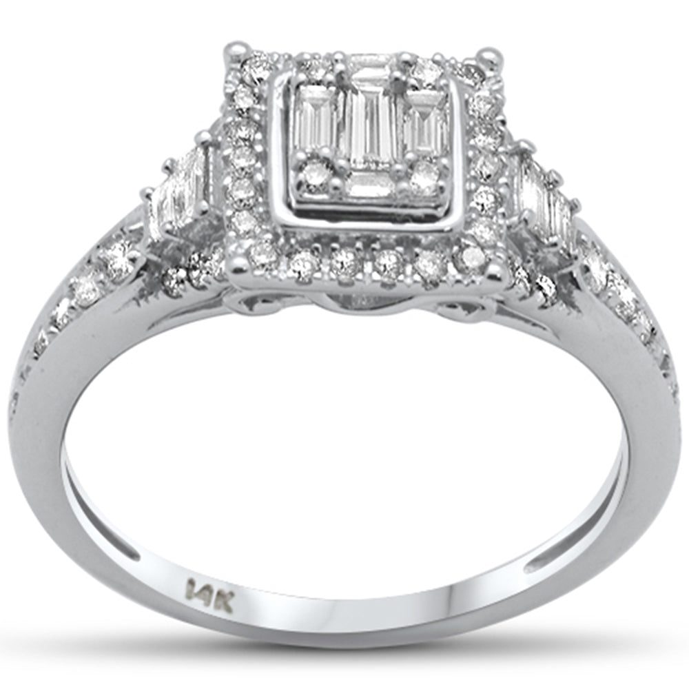 ''SPECIAL! .50ct G SI 14K White GOLD Round & Baguette Diamond Engagement Ring Size 6.5''