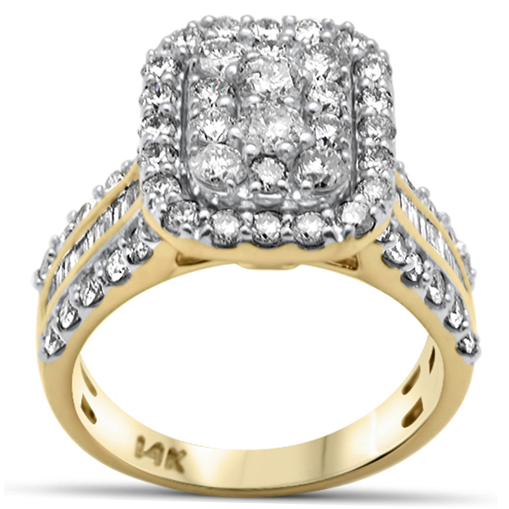 ''SPECIAL! 2.08ct G SI 14K Yellow Gold Round & Baguette DIAMOND Engagement Ring Size 6.5''