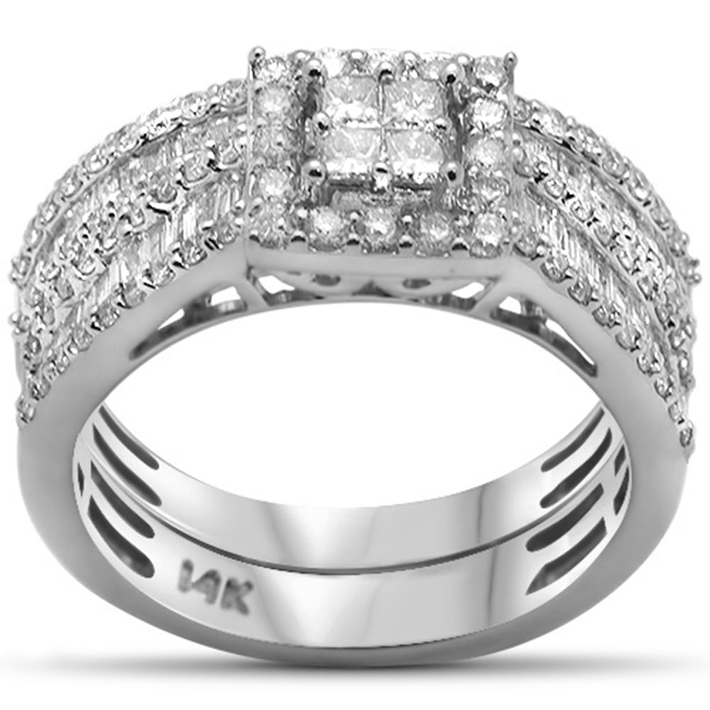 ''SPECIAL! 1.25ct G SI 14K White GOLD Round & Baguette Diamond Engagement Ring Set Size 6.5''