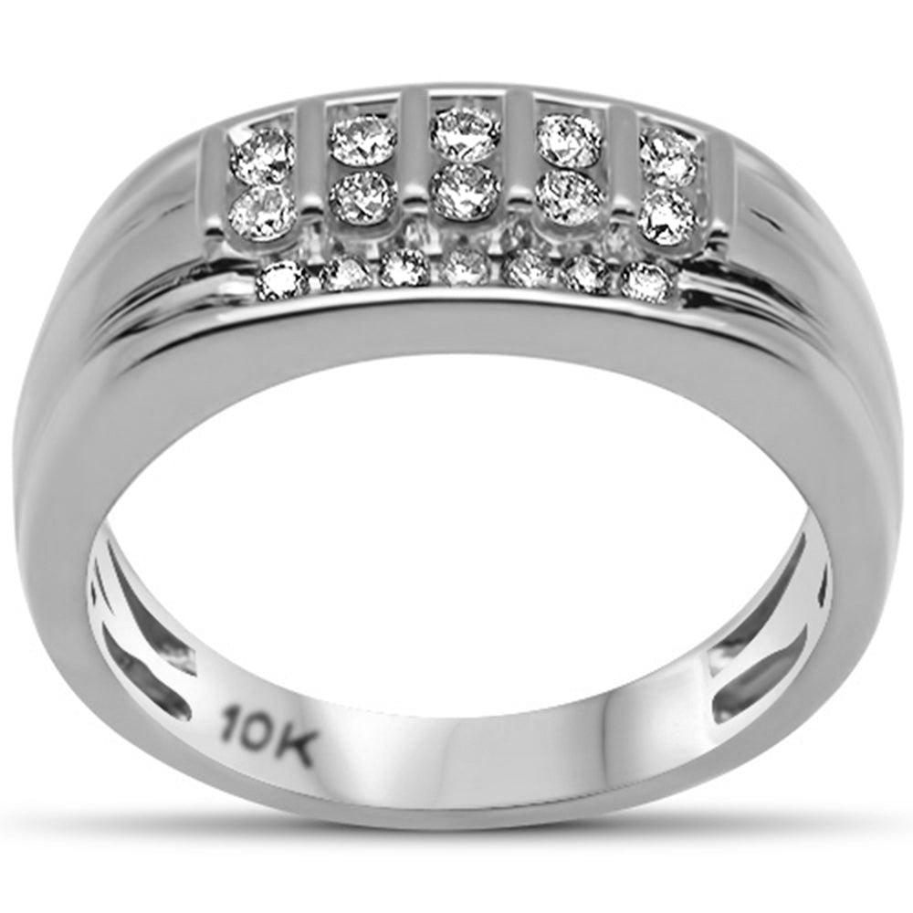 ''SPECIAL! .53ct G SI 10K White Gold Diamond Men's Band RING Size 10''