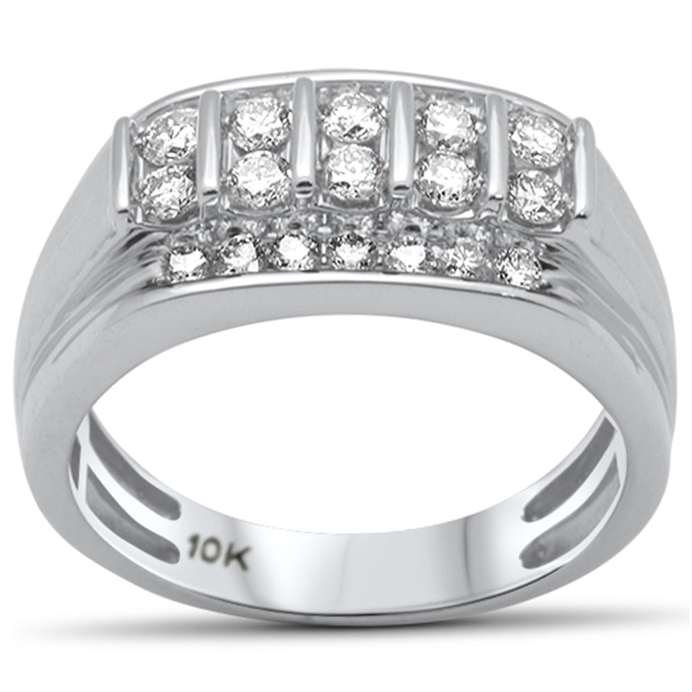 DIAMOND CLOSEOUT!   .96ct G SI 10K White Gold Diamond Men's Band RING Size 10