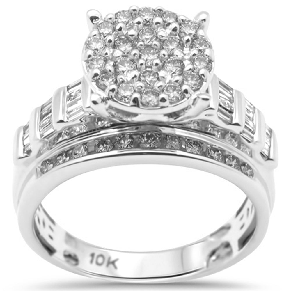 SPECIAL!  1.06ct G SI 10K White Gold Diamond Round & Baguette RING Size 6.5