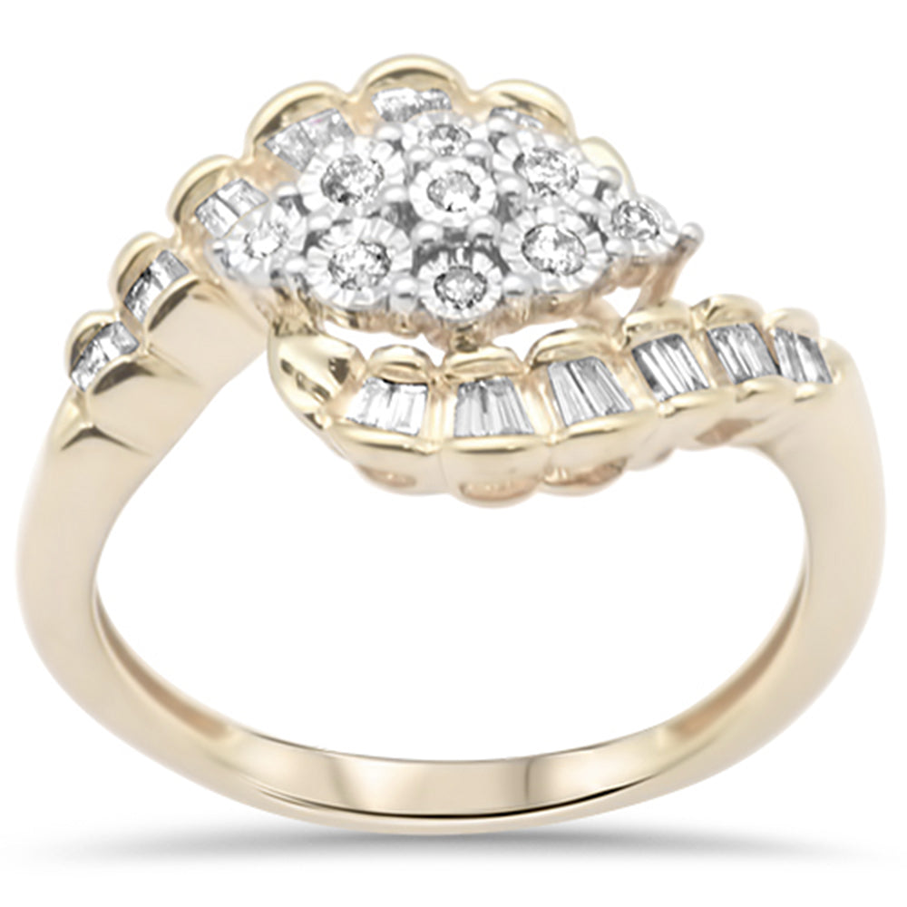 ''SPECIAL! .26ct G SI 14K Yellow GOLD Diamond Round & Baguette Ring Size 6.5''