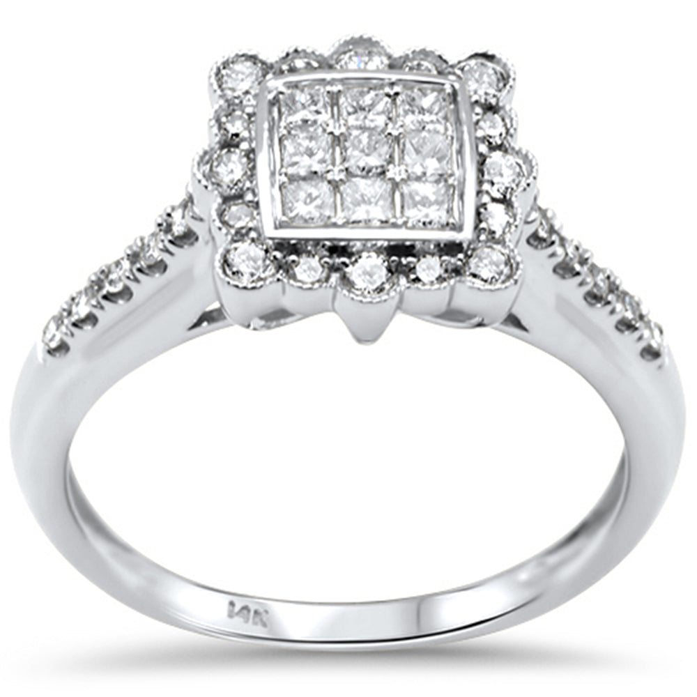 ''SPECIAL! .48ct G SI 14K White GOLD Diamond Princess & Round Cut Diamond Ring Size 6.5''