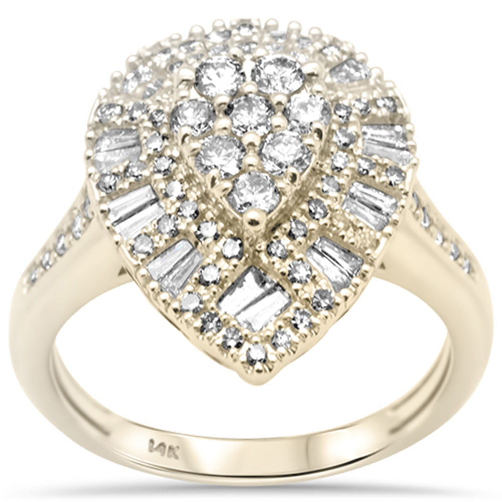''SPECIAL! 1.00ct G SI 14K Yellow Gold DIAMOND Pear Shaped Round & Baguette Ring Size 6.5''