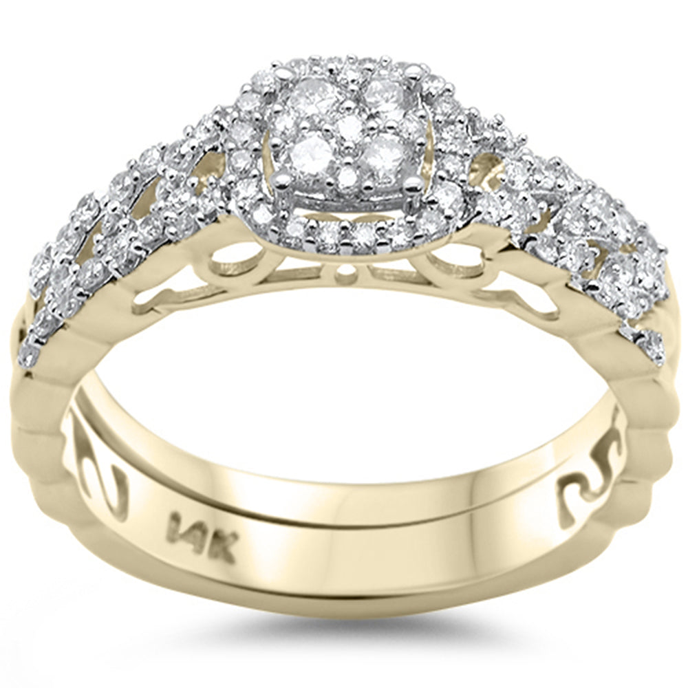 ''SPECIAL! .47ct G SI 14K Yellow Gold Diamond 2pcs Engagement RING Bridal Set Size 6.5''