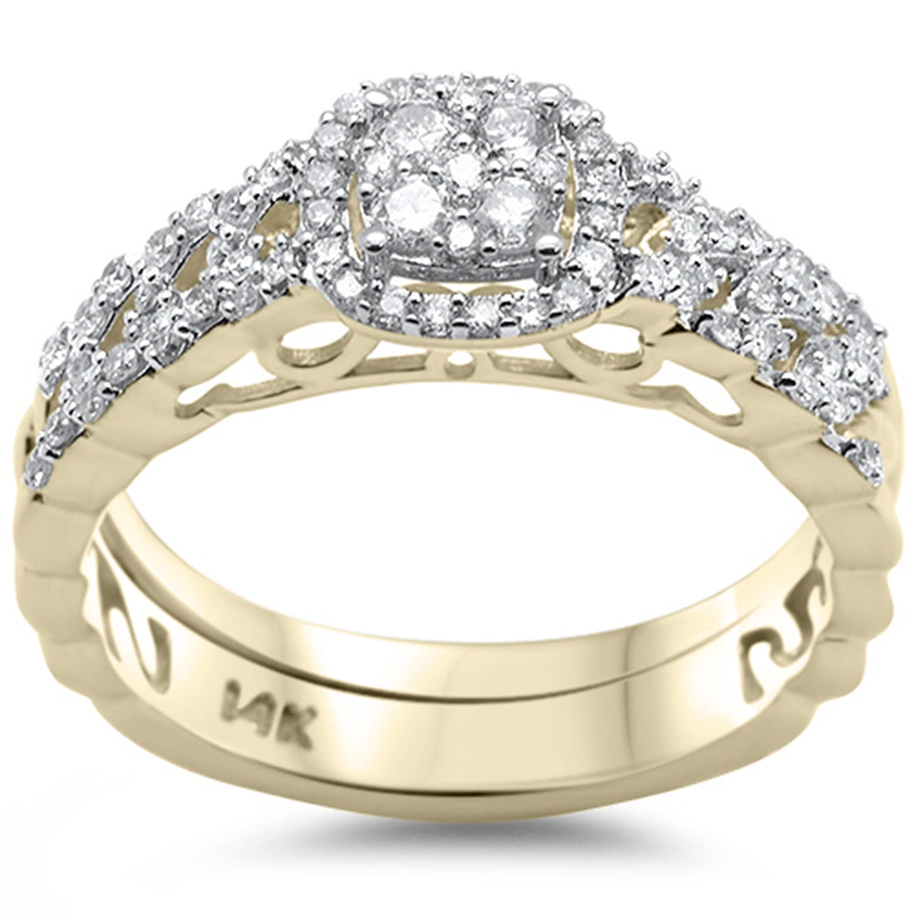 SPECIAL!  .47ct G SI 14K Yellow Gold Diamond 2pcs Engagement RING Bridal Set Size 6.5