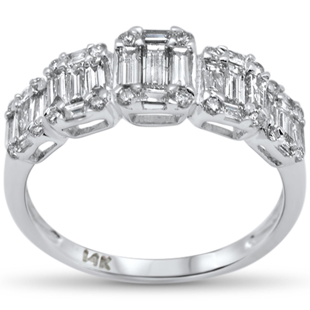 SPECIAL!  .93ct G SI 14K White Gold Diamond Round & Baguette Engagement RING Size 6.5