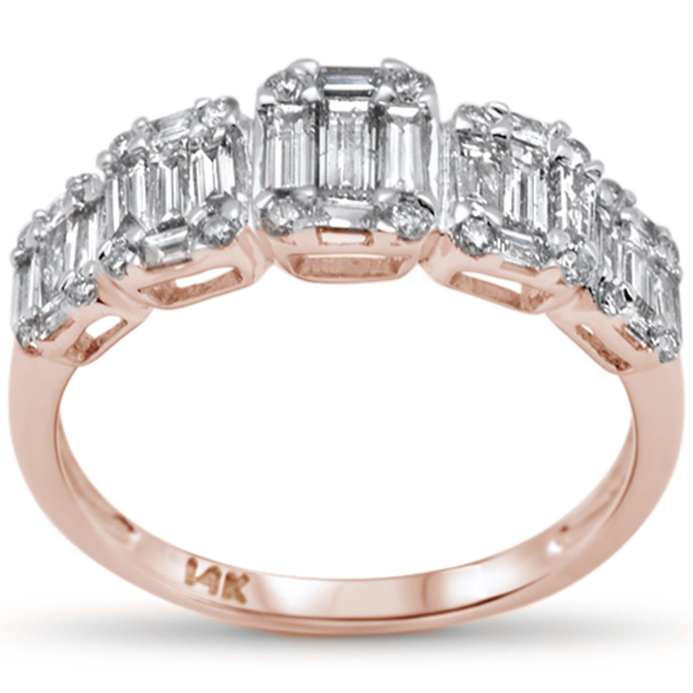 ''SPECIAL! .86ct G SI 14K Rose Gold Diamond Round & Baguette Engagement RING Size 6.5''