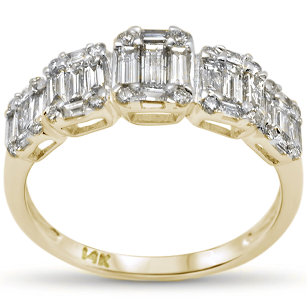 ''SPECIAL! .85ct G SI 14K Yellow Gold DIAMOND Round & Baguette Engagement Ring Size 6.5''