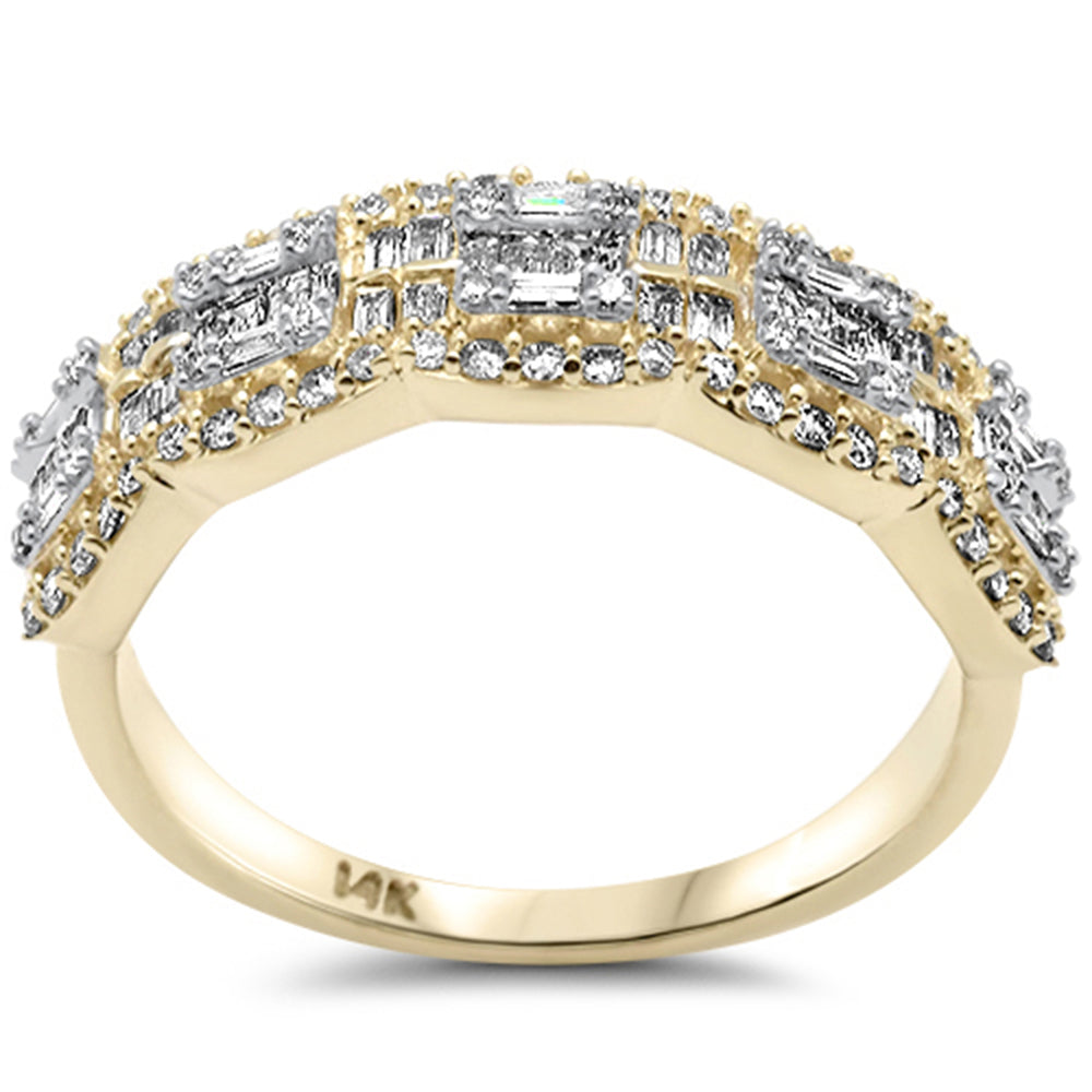 ''SPECIAL! .88ct G SI 14K Yellow Gold Diamond Round & Baguette Engagement RING Size 6.5''