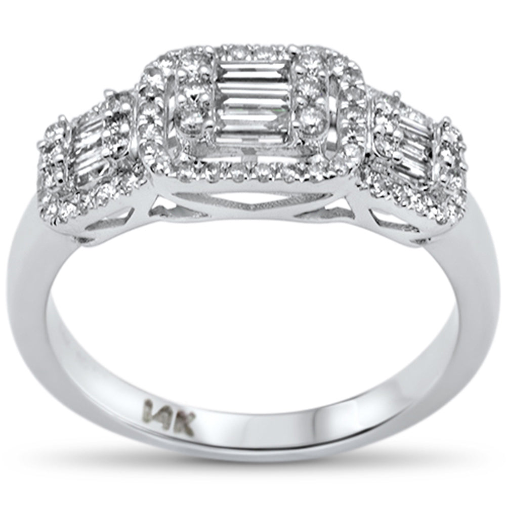 ''SPECIAL! .58ct G SI 14K White Gold Diamond Round & Baguette Engagement RING Size 6.5''