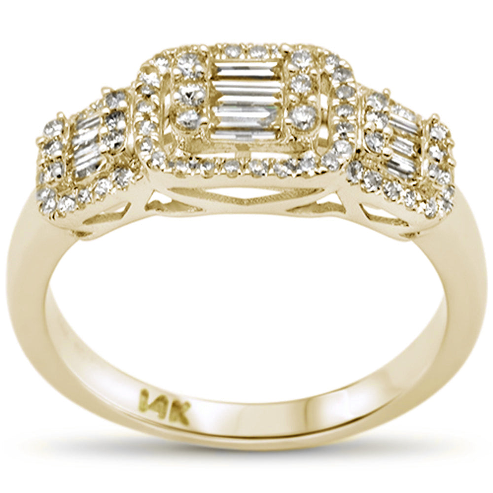 ''SPECIAL! .57ct G SI 14K Yellow GOLD Diamond Round & Baguette Engagement Ring Size 6.5''