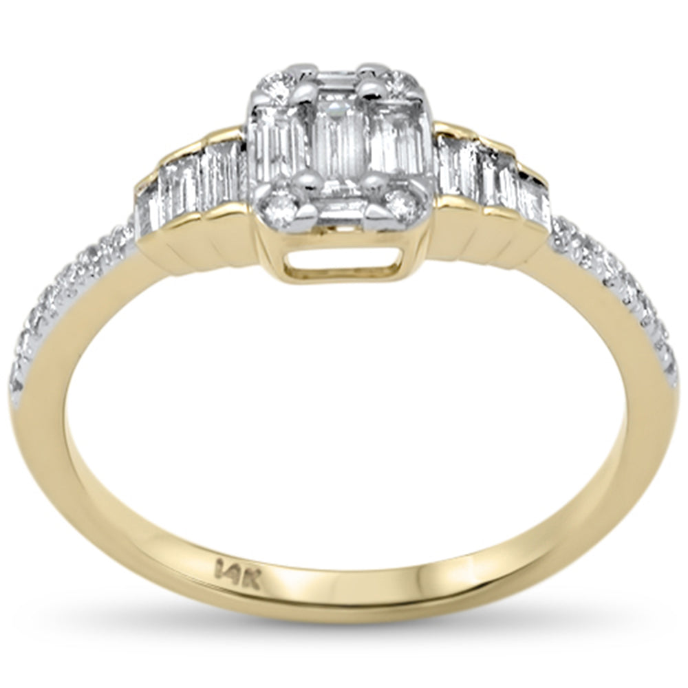 ''SPECIAL! .47ct G SI 14K Yellow GOLD Diamond Round & Baguette Engagement Ring Size 6.5''