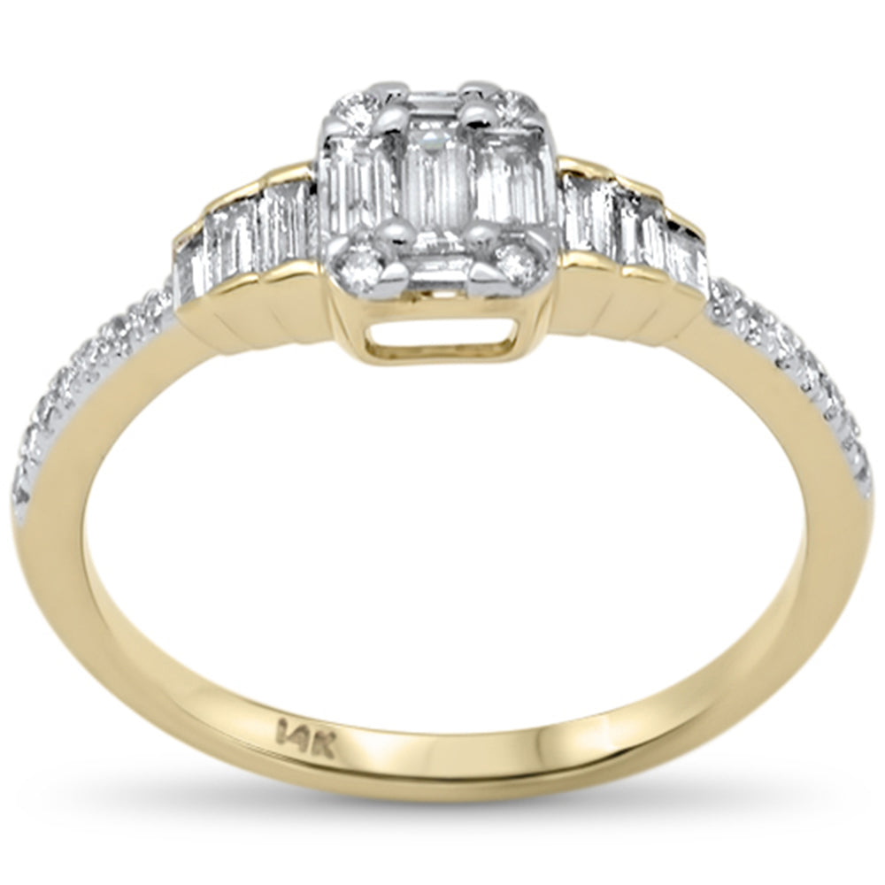 ''SPECIAL! .47ct G SI 14K Yellow Gold DIAMOND Round & Baguette Engagement Ring Size 6.5''