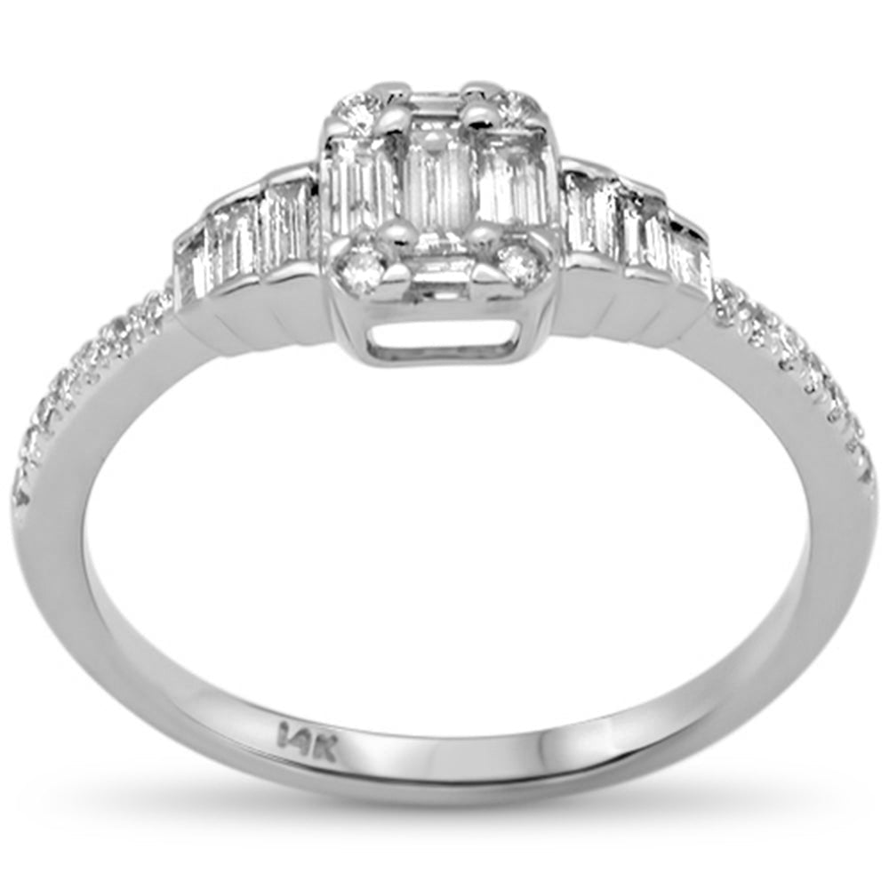 ''SPECIAL!.49ct G SI 14K White Gold Diamond Round & Baguette Engagement RING Size 6.5''