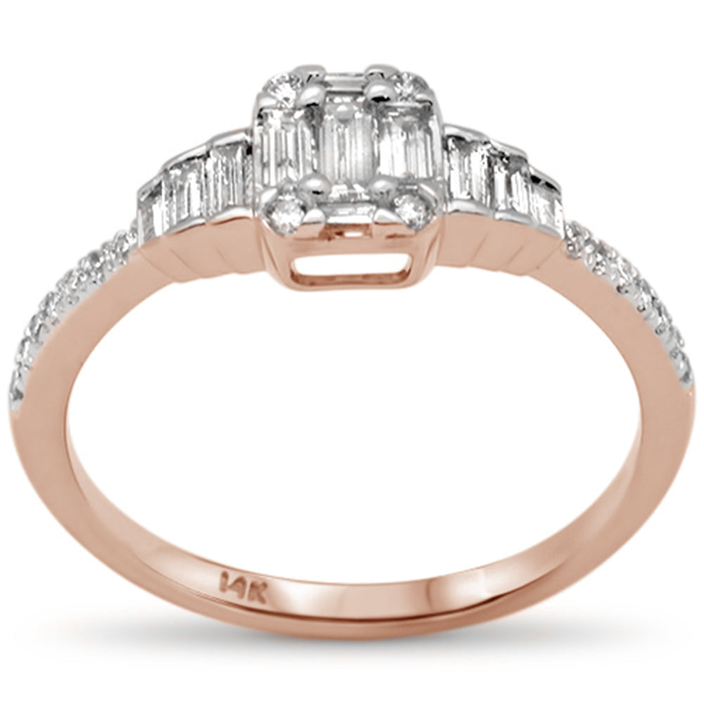 ''SPECIAL! .47ct G SI 14K Rose GOLD Diamond Round & Baguette Engagement Ring Size 6.5''