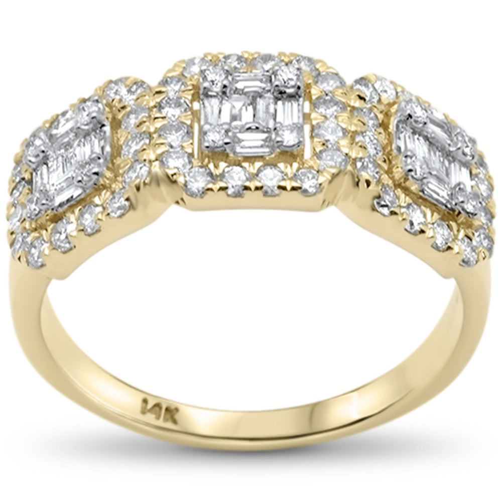 ''SPECIAL! 1.18ct G SI 14K Yellow GOLD Diamond Round & Baguette Engagement Ring Size 6.5''