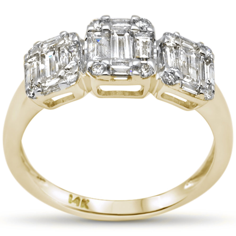 ''SPECIAL! 1.00ct G SI 14K Yellow GOLD Diamond Round & Baguette Engagement Ring Size 6.5''