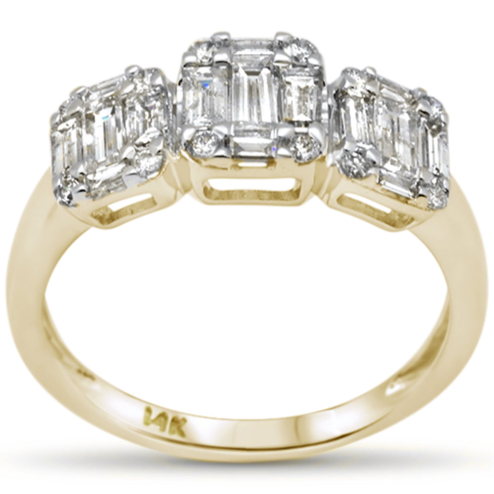 ''SPECIAL! 1.00ct G SI 14K Yellow Gold DIAMOND Round & Baguette Engagement Ring Size 6.5''
