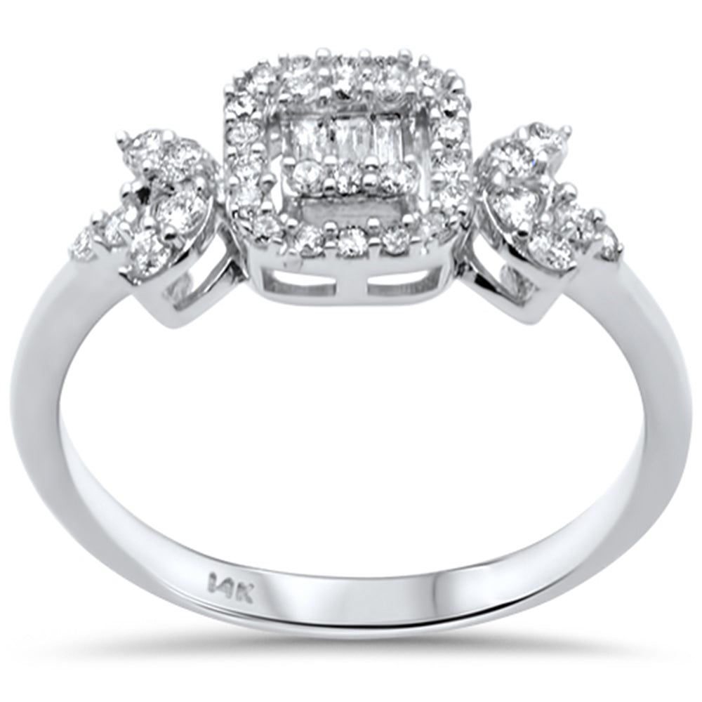 ''SPECIAL! .35ct G SI 14K White Gold Diamond Round & Baguette Diamond Engagement RING''