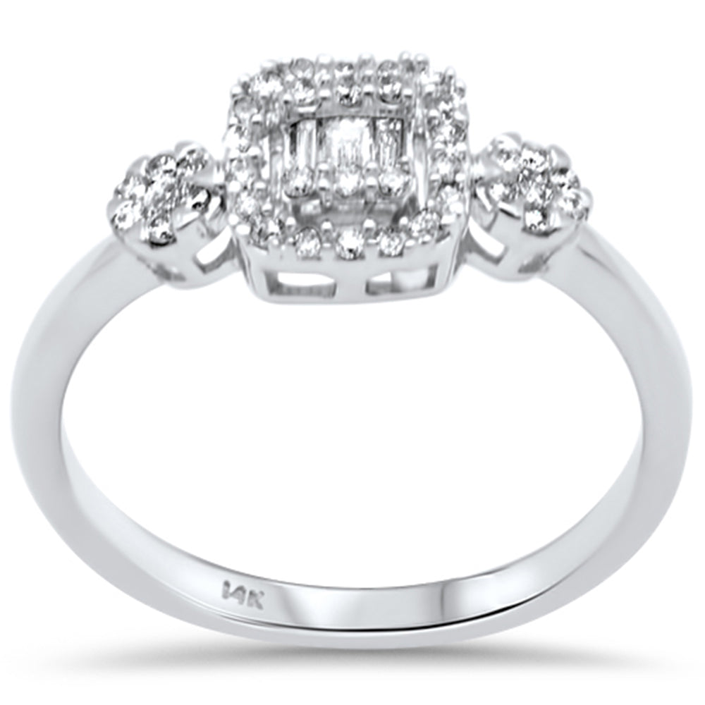 ''SPECIAL! .28ct G SI 14K White GOLD Diamond Round & Baguette Diamond Engagement Ring''