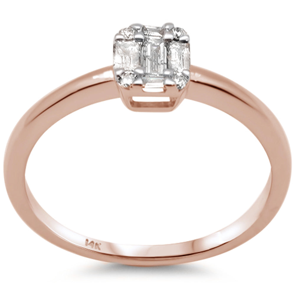 ''SPECIAL! .26ct G SI 14K Rose GOLD Round & Baguette Diamond Engagement Ring''